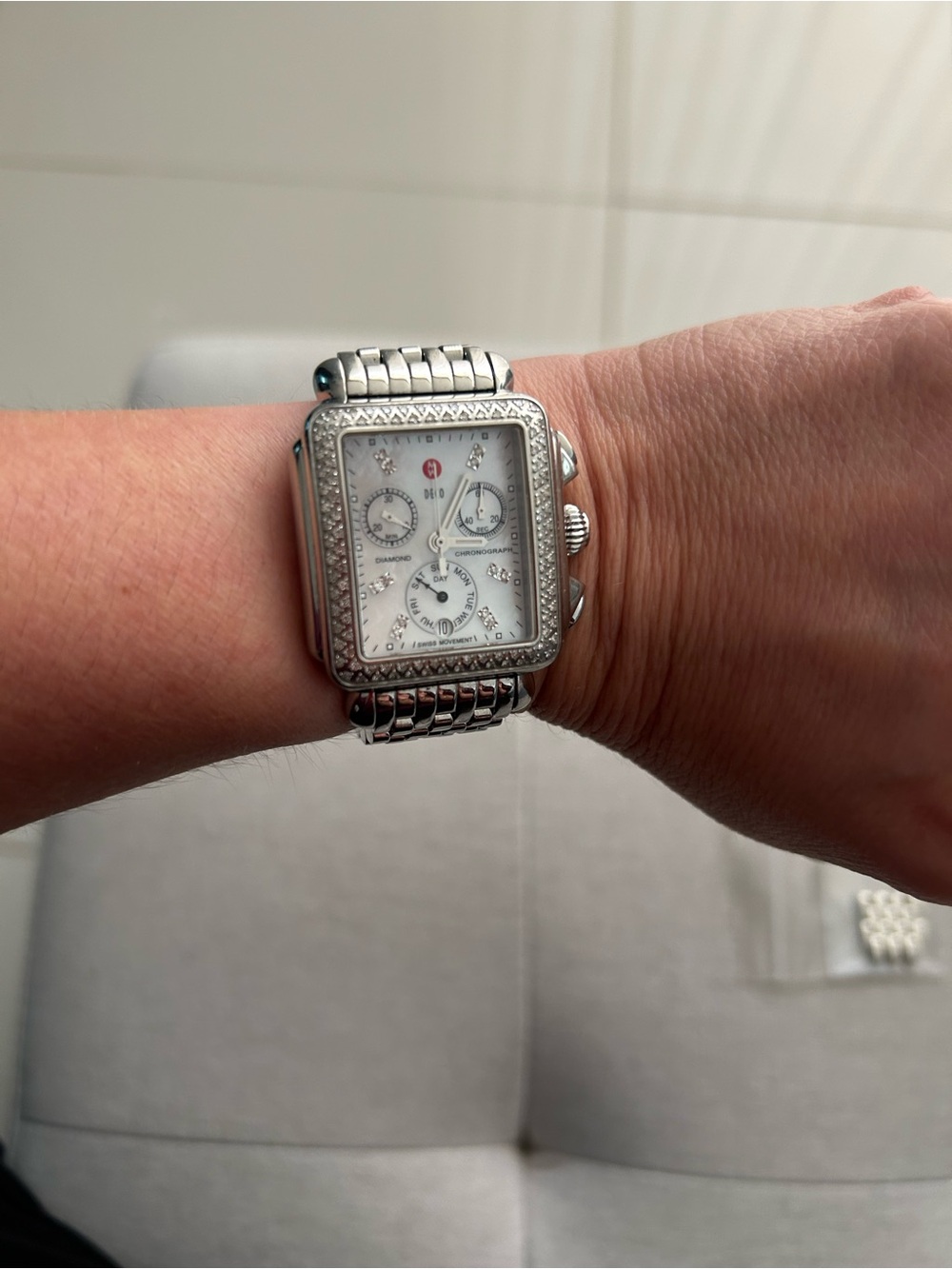 MICHELE Deco diamond chronograph watch